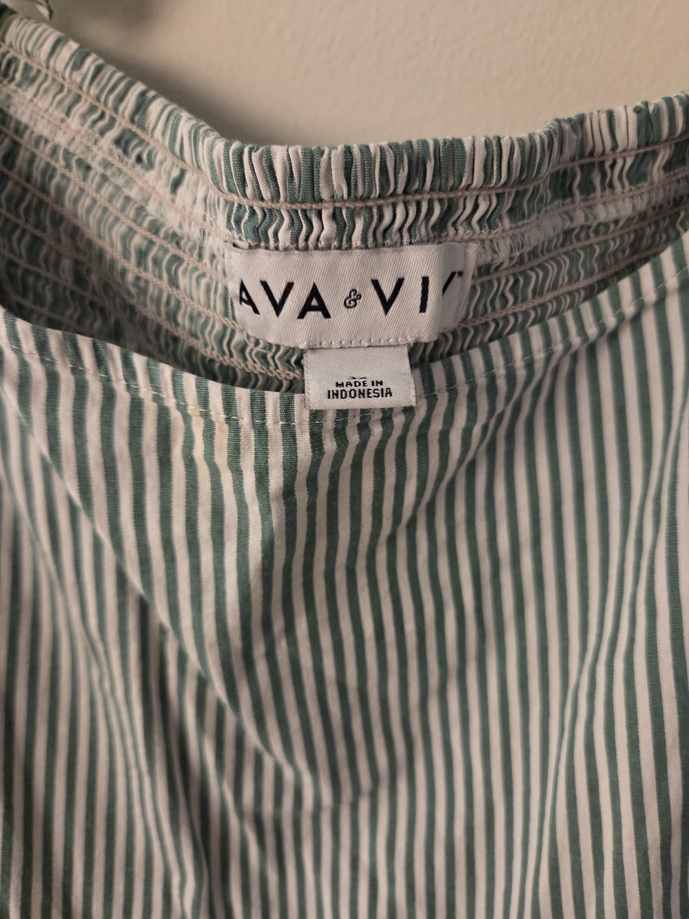 Ava & Viv Green and White Striped Spaghetti Strap Dress - Picture 2 of 3